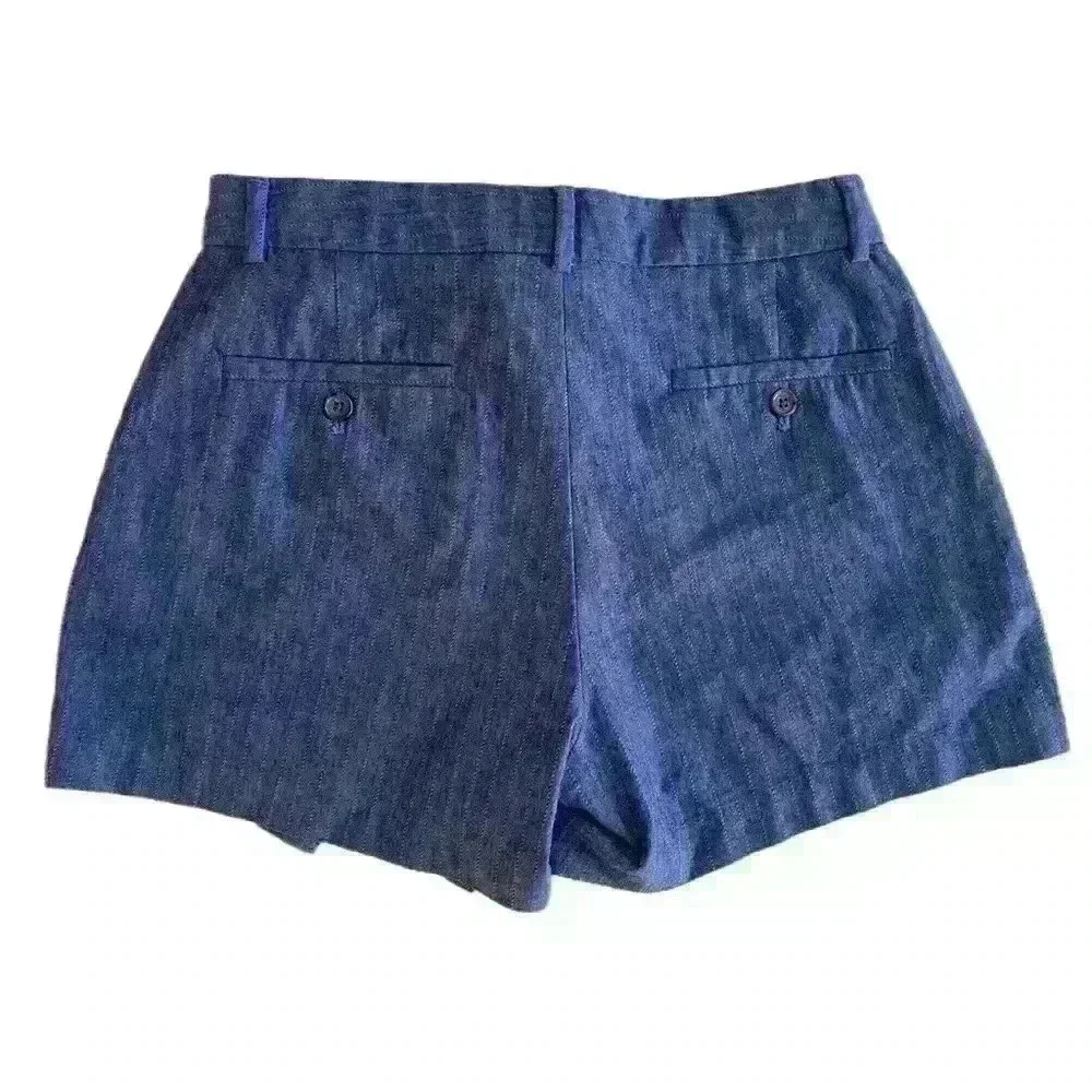 Banana Republic Women's Tie Waist Shorts Size 4 Pinstripe Blue